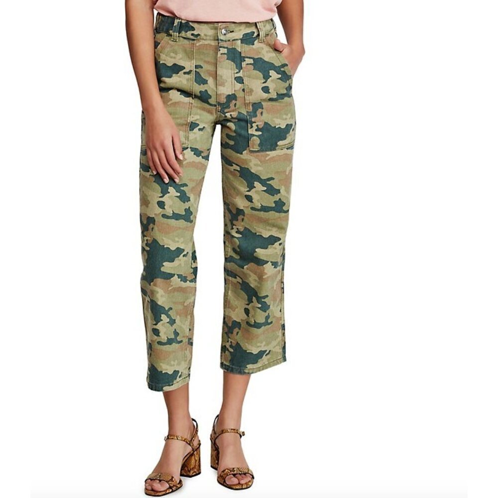 Free People Remy Camouflage-Print Cotton Cropped Pants Size 27